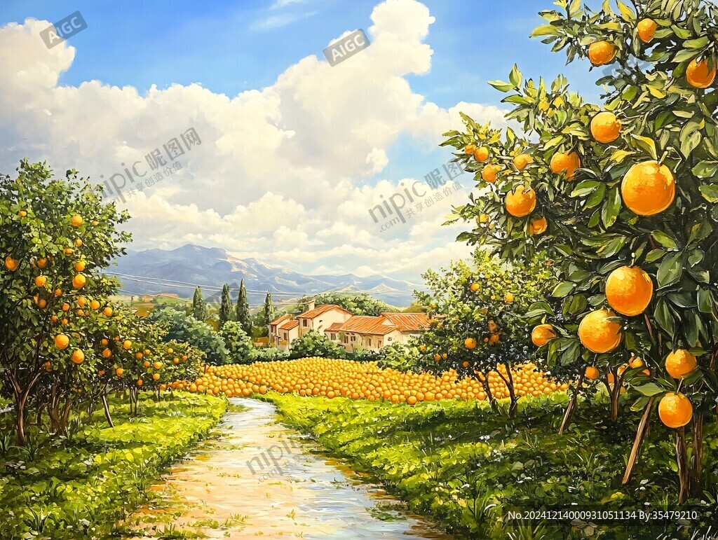 果園插畫田園風(fēng)光