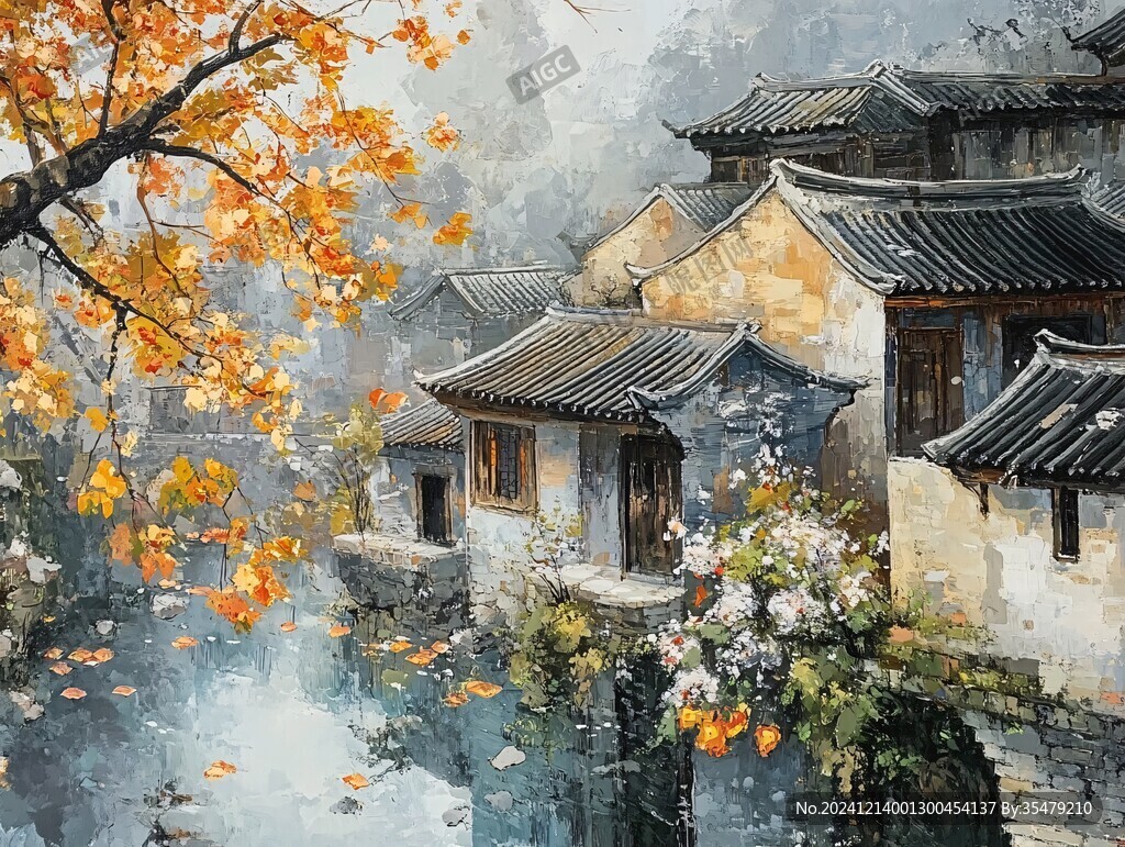 古鎮(zhèn)油畫印花