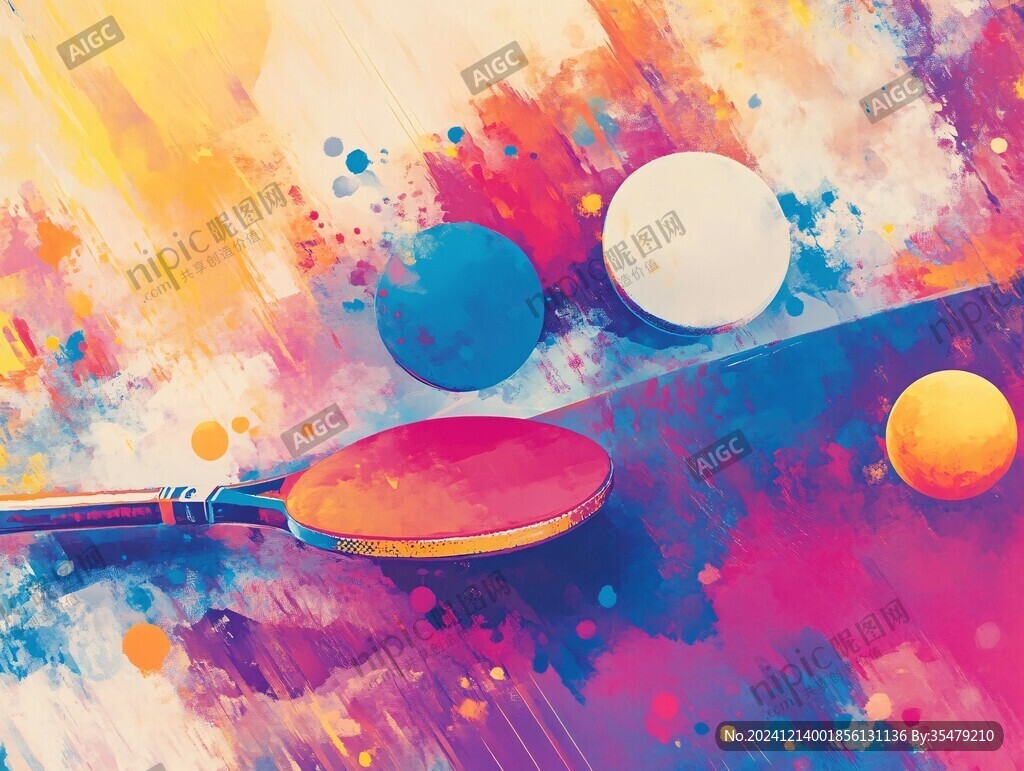 乒乓球?qū)W校臺(tái)球插畫