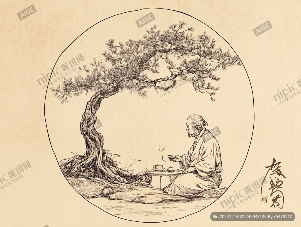 古樹茶插畫