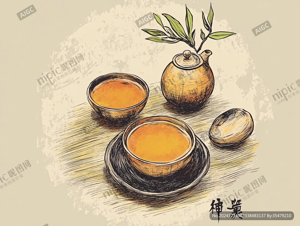 枇杷茶插畫