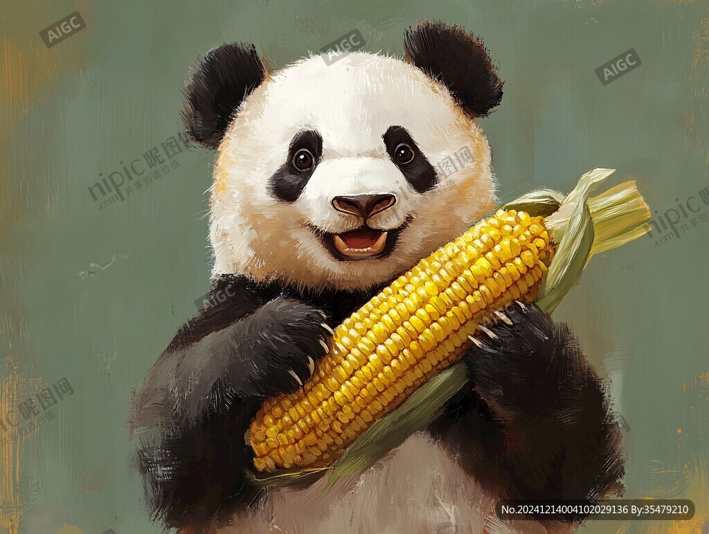 大熊貓美食插畫