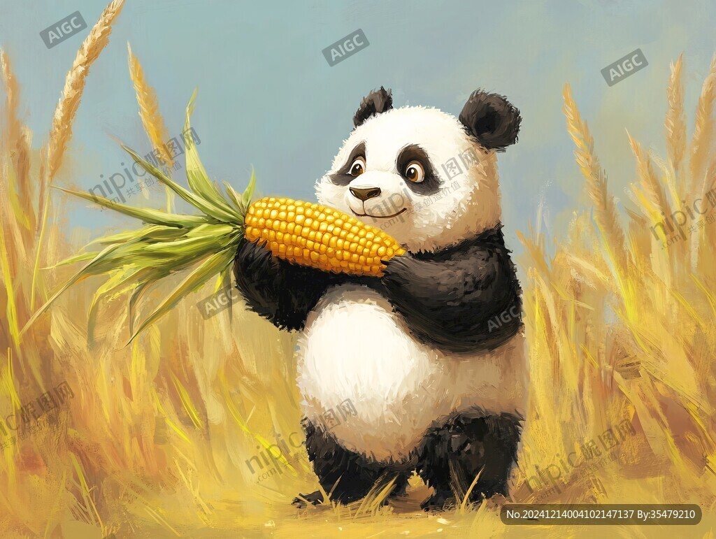 大熊貓美食插畫
