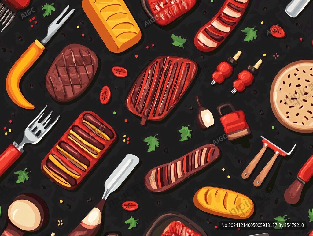 烤腸插畫