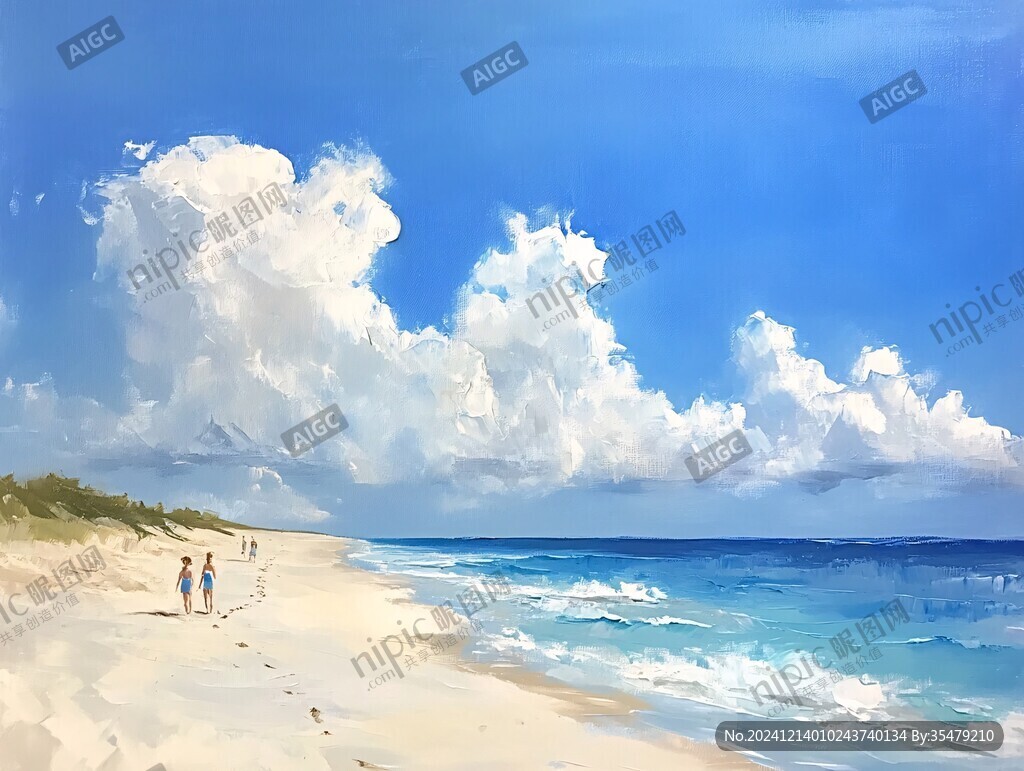 海邊唯美手繪