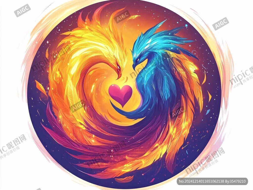 鳳凰球插畫