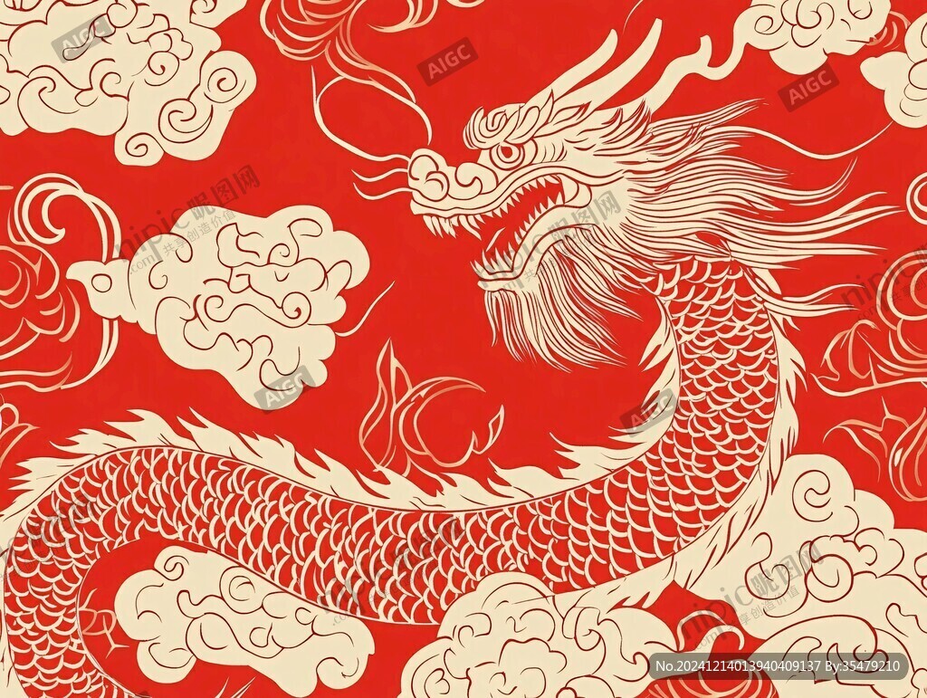 龍紋線描背景