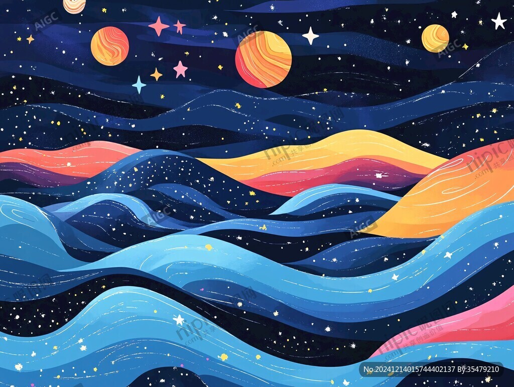 創(chuàng)意彩色繽紛宇宙插畫(huà)