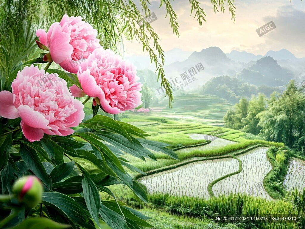 山水田園風(fēng)景花鳥植物