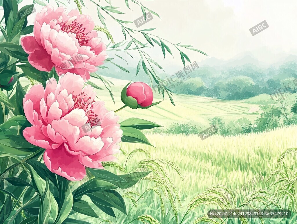唯美牡丹插畫