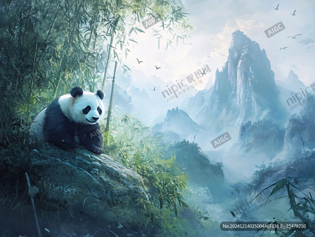 寫實(shí)熊貓插畫