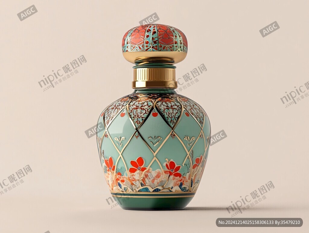 玻璃琺瑯幾何花葉紋瓶