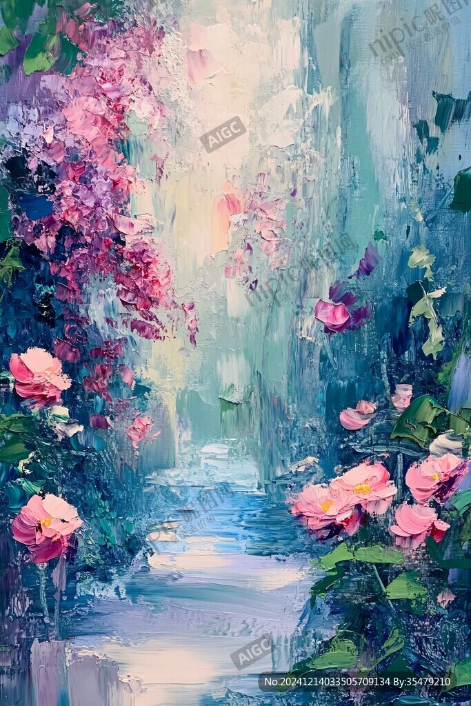 唯美花油畫
