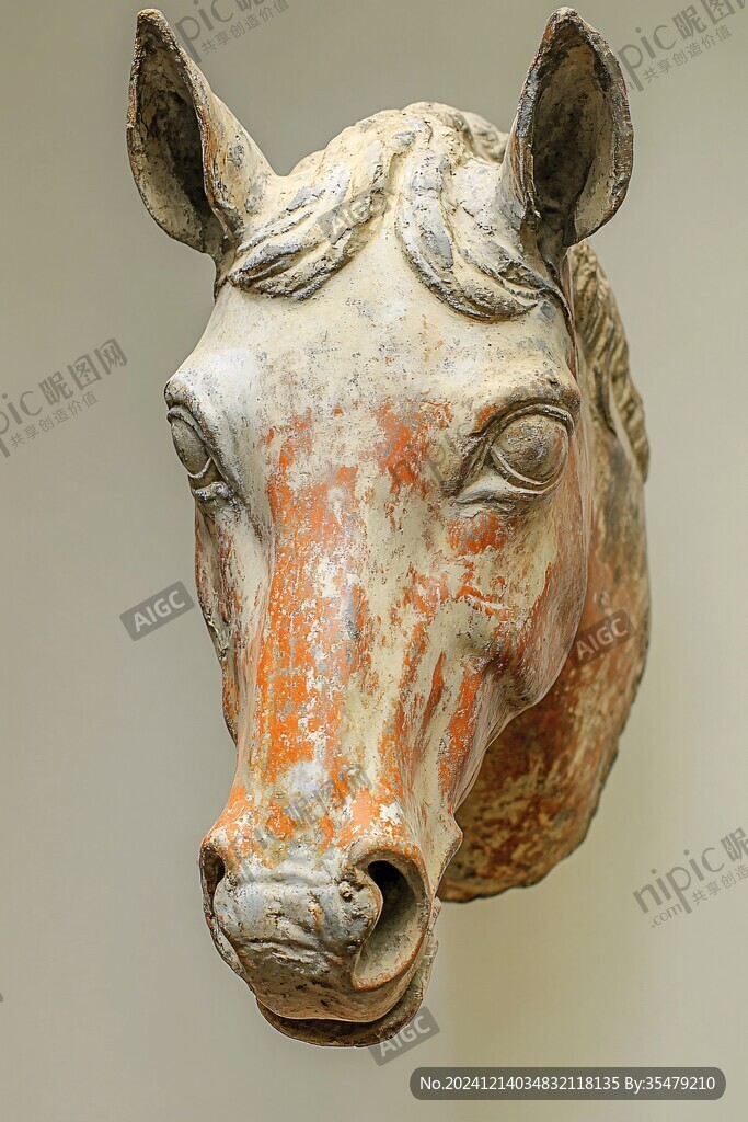 古羅馬赤土陶馬頭雕塑