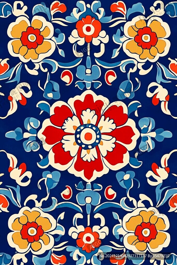 藍(lán)色印花古典圖案