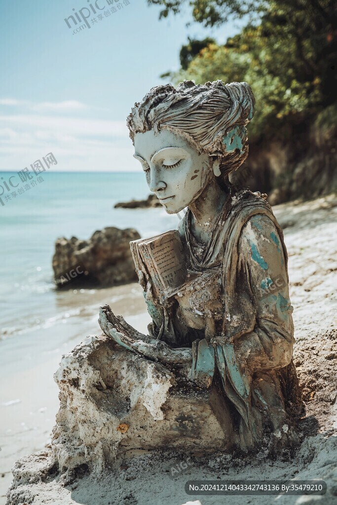 看書少女雕像