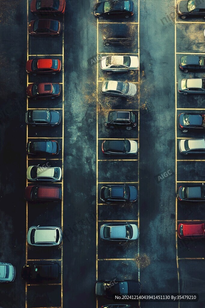 俯拍停車場車輛