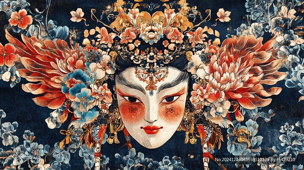 京劇花旦插畫