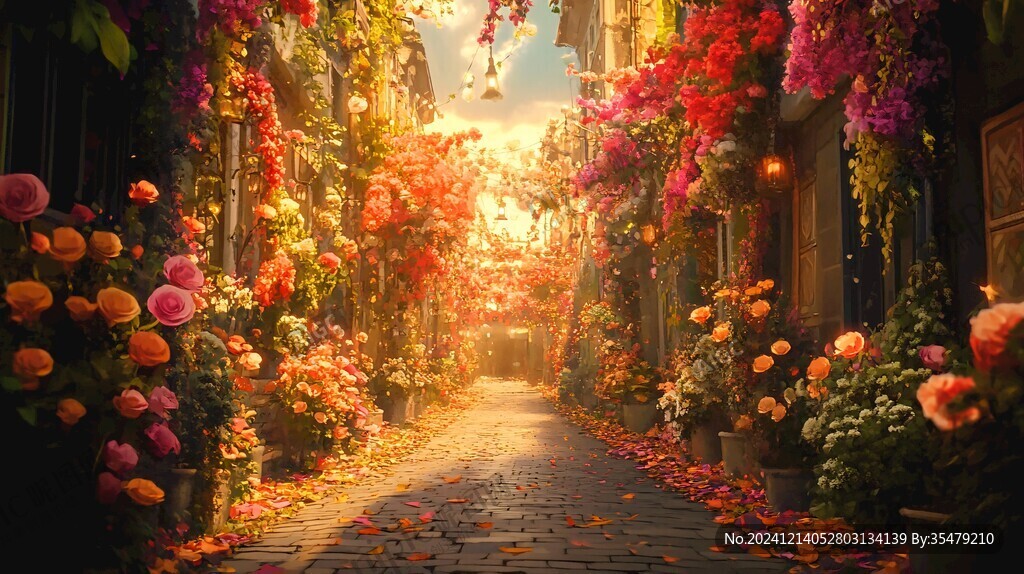 開滿鮮花的街道