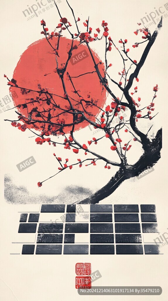 古典古風復古梅花圖