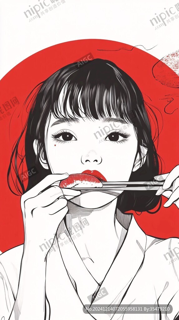 日系風格女孩插畫