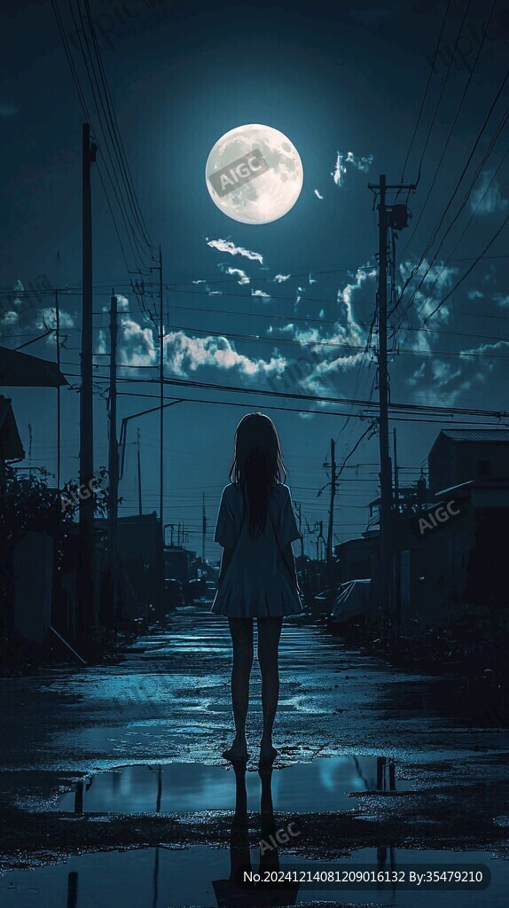 月光下的少女