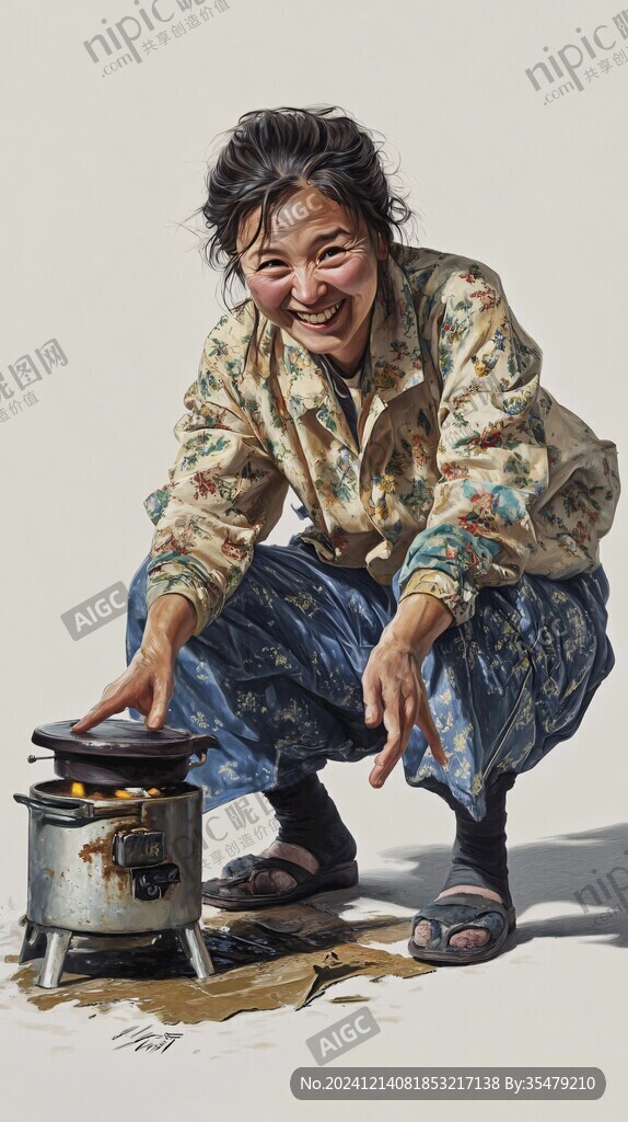 手繪賣油人