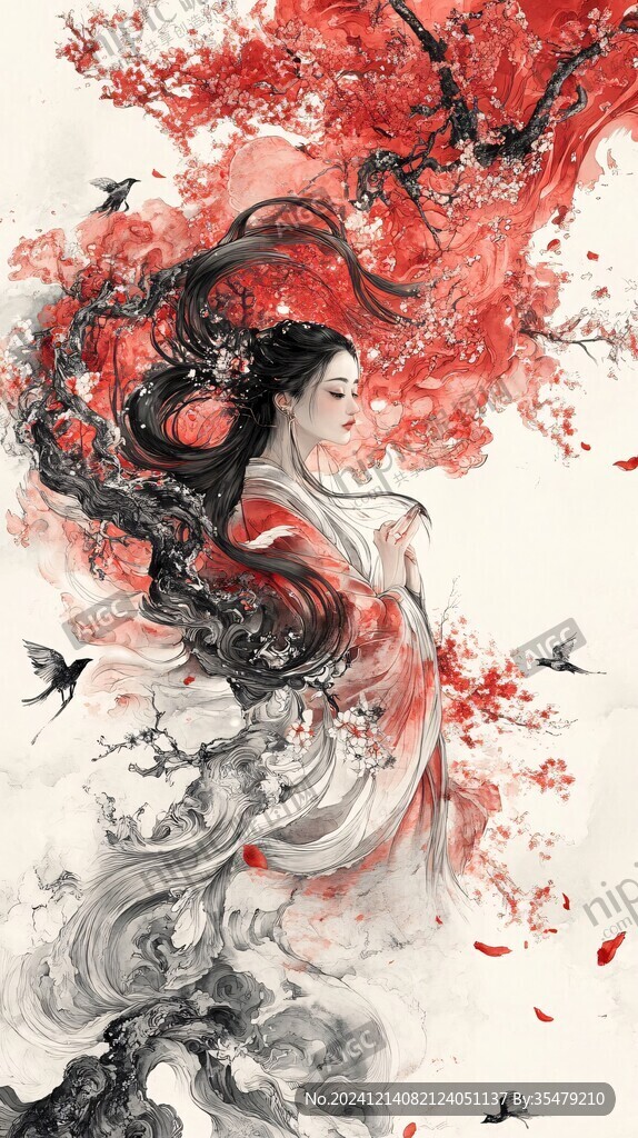 紅衣少女設(shè)計(jì)古風(fēng)