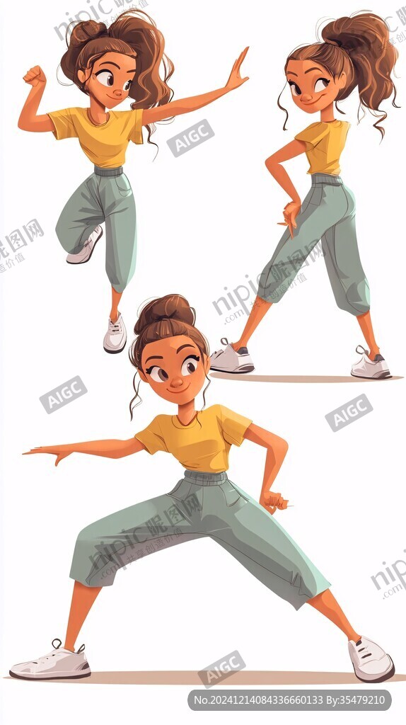 街舞女孩插畫