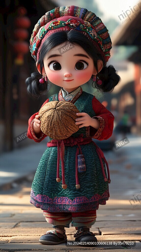 q版毛南族女孩