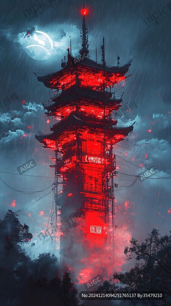 聆風(fēng)塔插畫