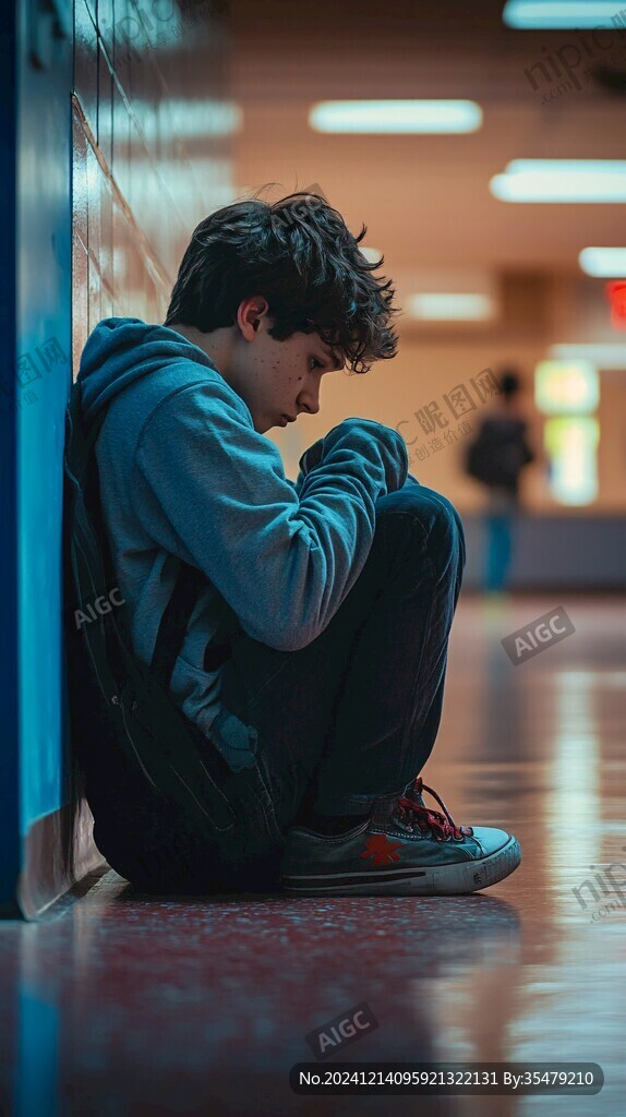 坐在地上的少年