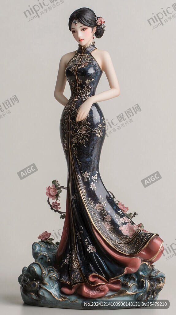 旗袍美女擺件