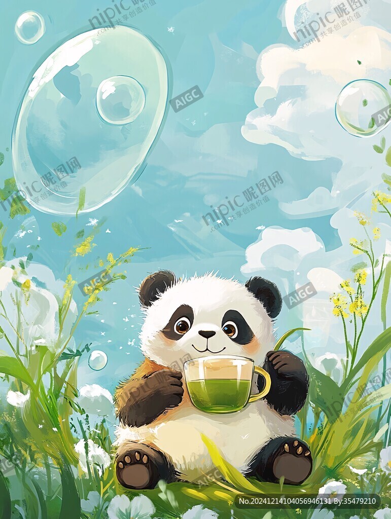 喝茶的熊貓