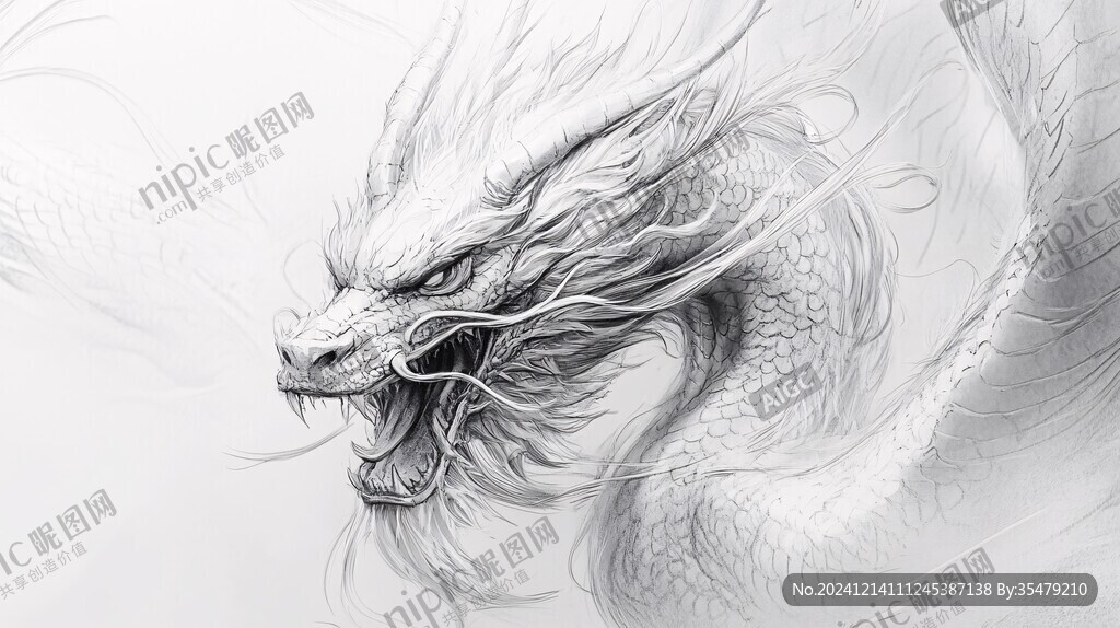 白描手繪龍