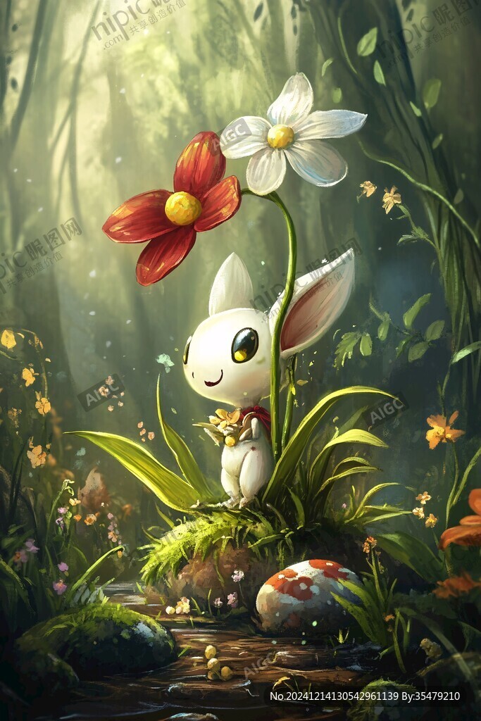 小白兔與鮮花