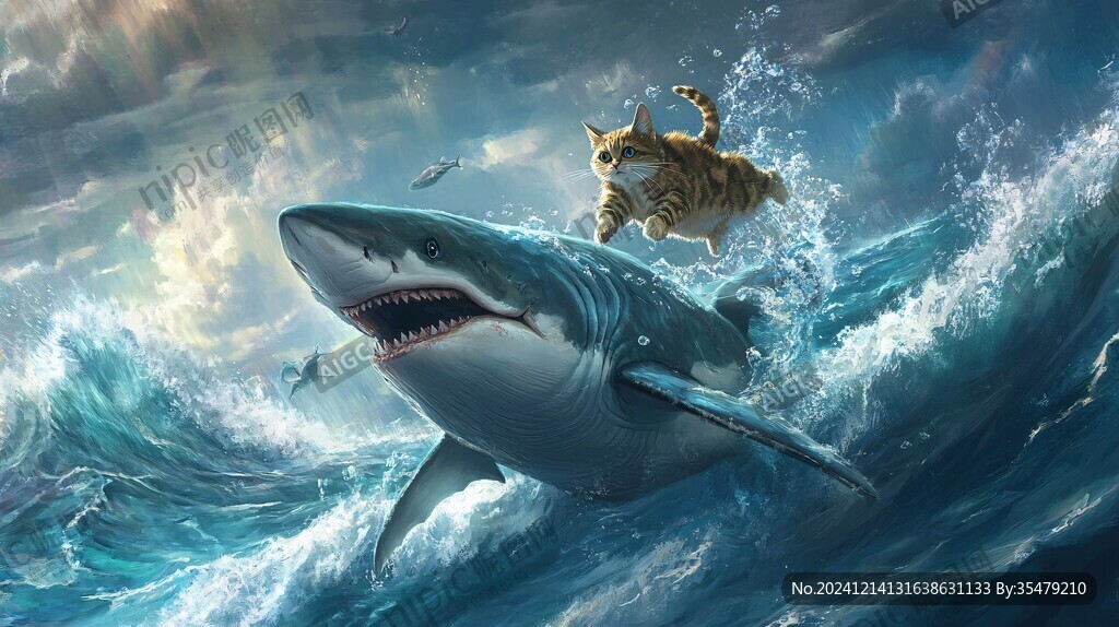 海洋鯊魚3d畫