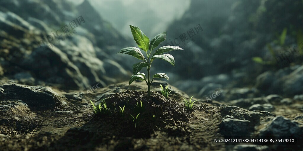 生命力戈壁礫石野草