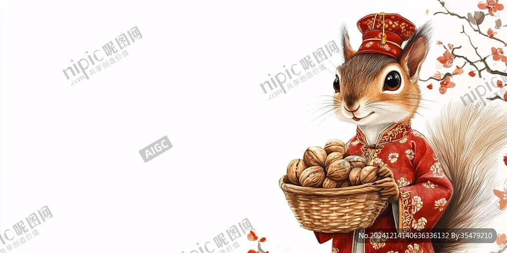 松鼠手繪包裝袋插畫