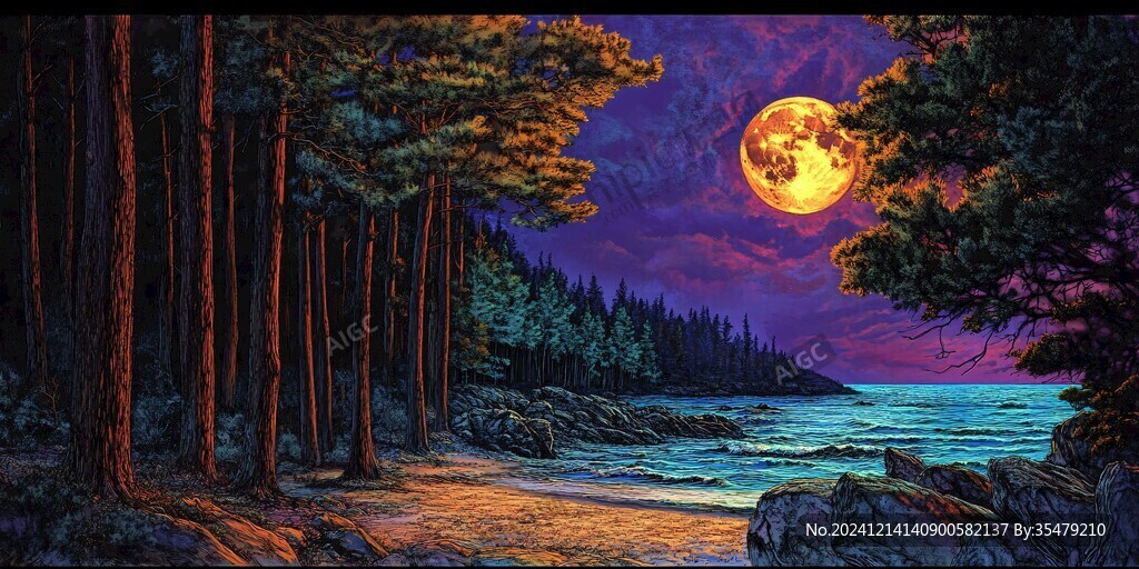 月夜裝飾畫