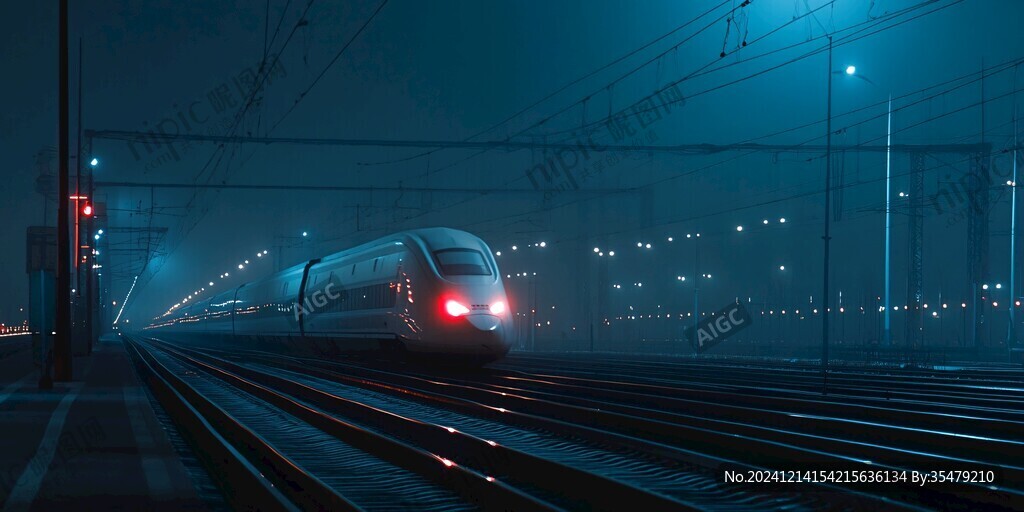 高鐵列車夜晚火車站