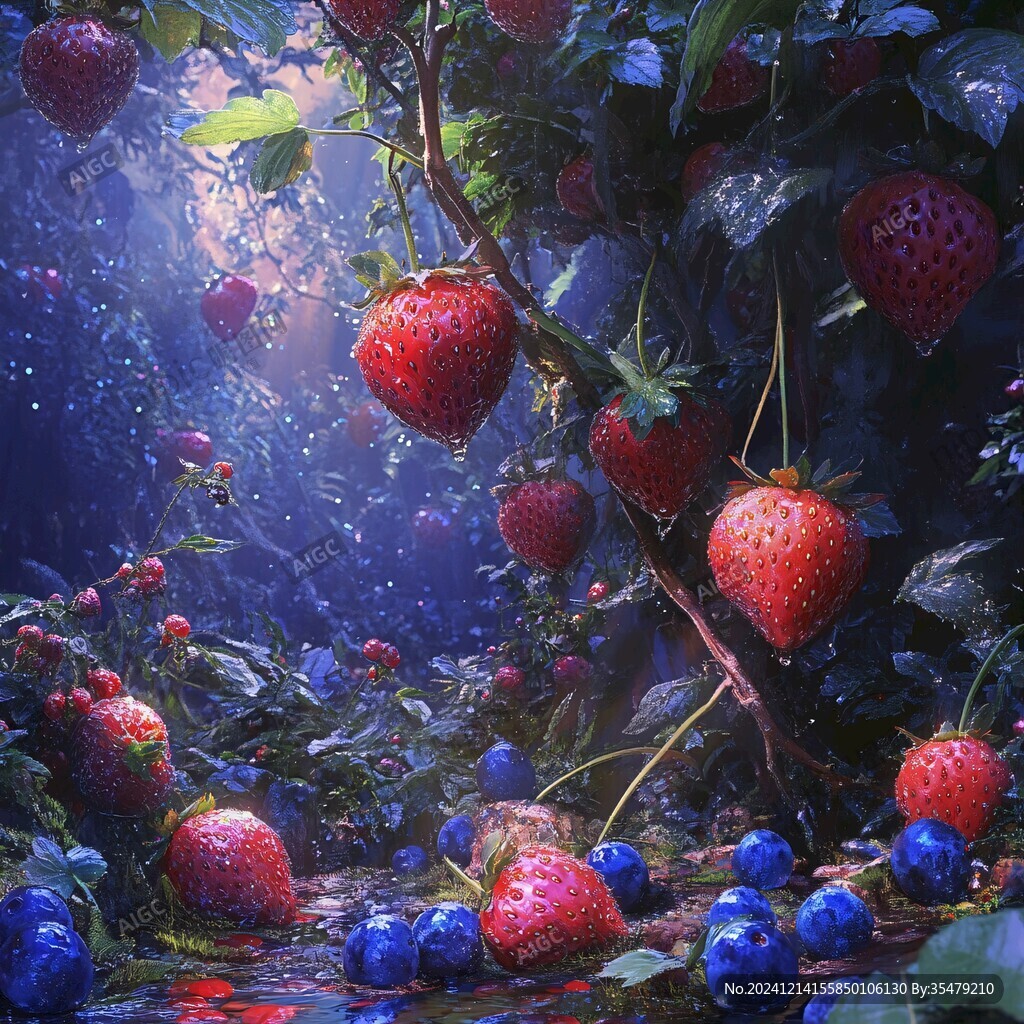 草莓藍莓豐收場景