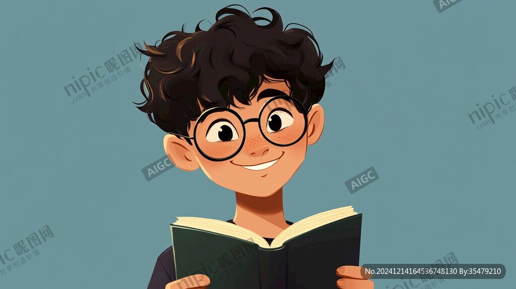 男孩講課插畫