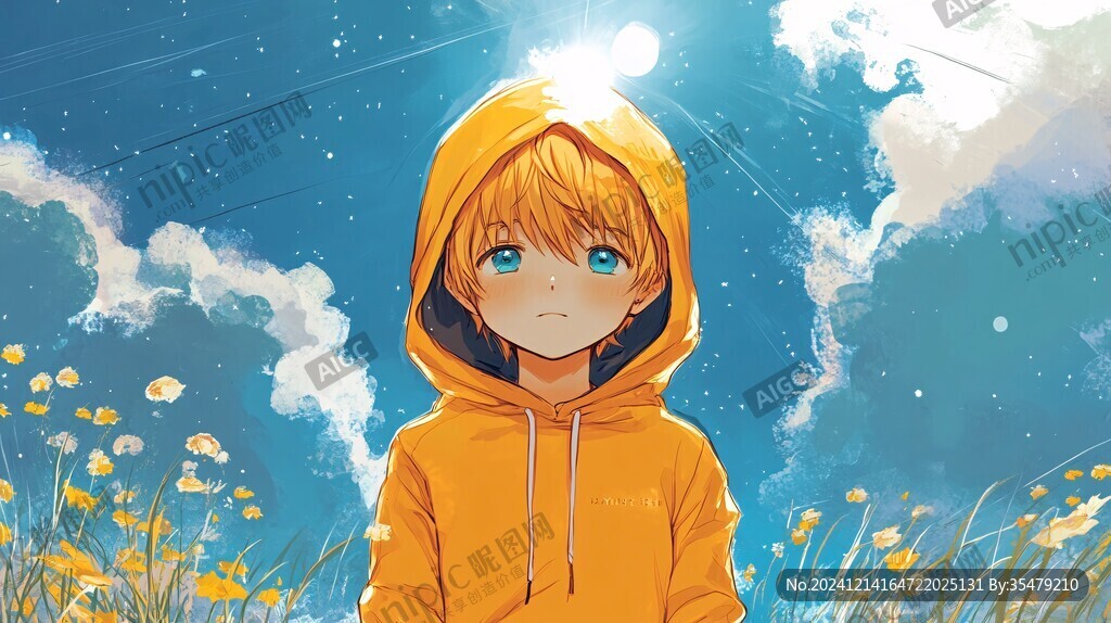穿黃色雨衣的男孩