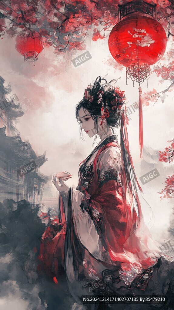紅衣少女設(shè)計古風(fēng)