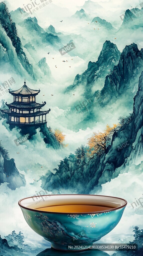 樓閣山水意境畫