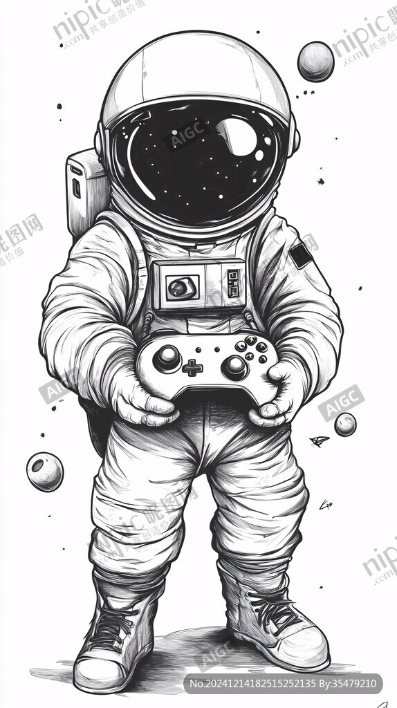 宇航員手繪插畫畫