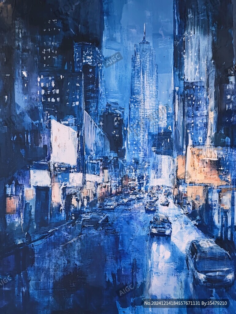 城市之夜油畫
