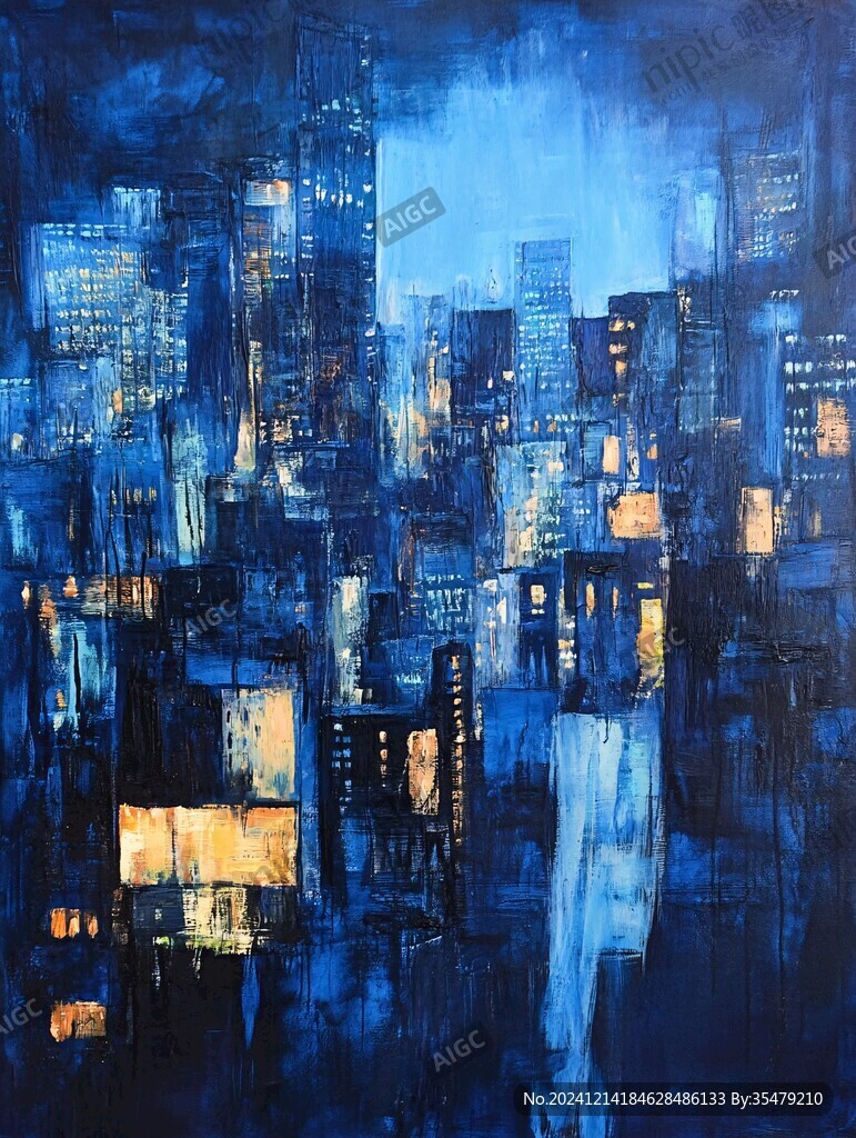 城市之夜油畫