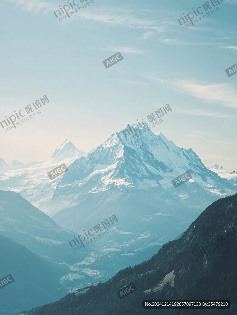 遠山群山美景山峰自然